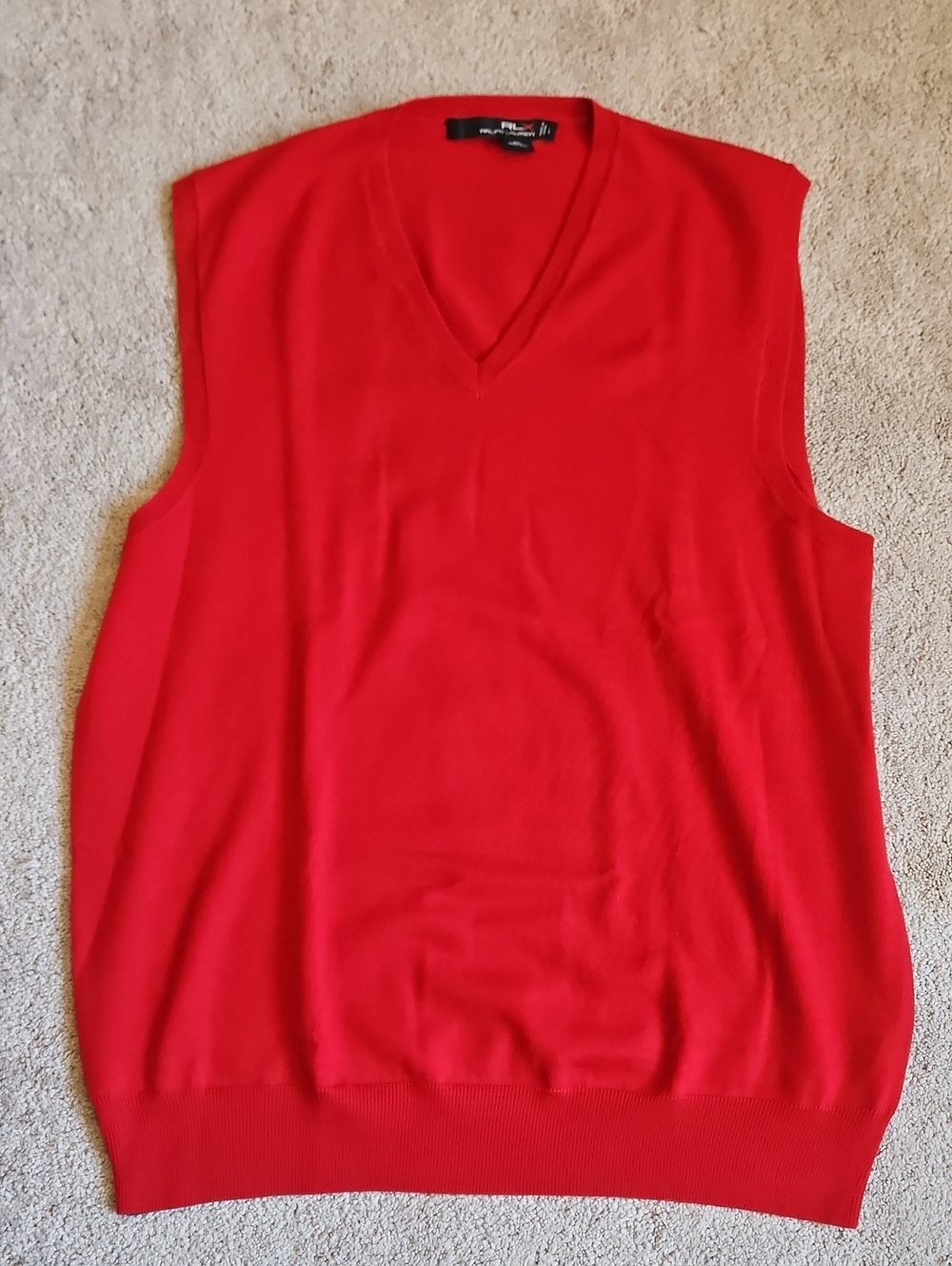 Ralph Lauren Bright Red V-Neck Sleeveless Knit Shell